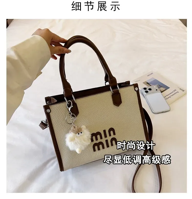 Tas Selempang Wanita Bahan PU Sintetis Polos Warna Hitam Bentuk Kotak Tali Resleting Grosir