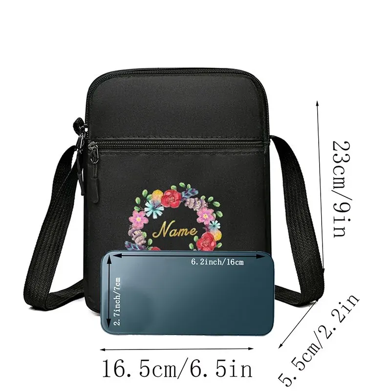 Tas Selempang Pria Bahan Nylon Motif Floral Warna Hitam Bentuk Kotak Tali Grosir Import