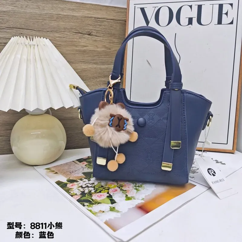 Tas Selempang Wanita Bahan PU Sintetis Polos Warna Biru Bentuk Kotak Tali untuk Toko Online kategori tas selempang grosir