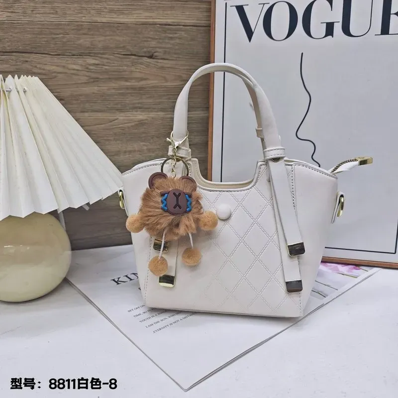 Tas Selempang Wanita Bahan PU Sintetis Polos Warna Putih Bentuk Kotak Tali Model Minimalis