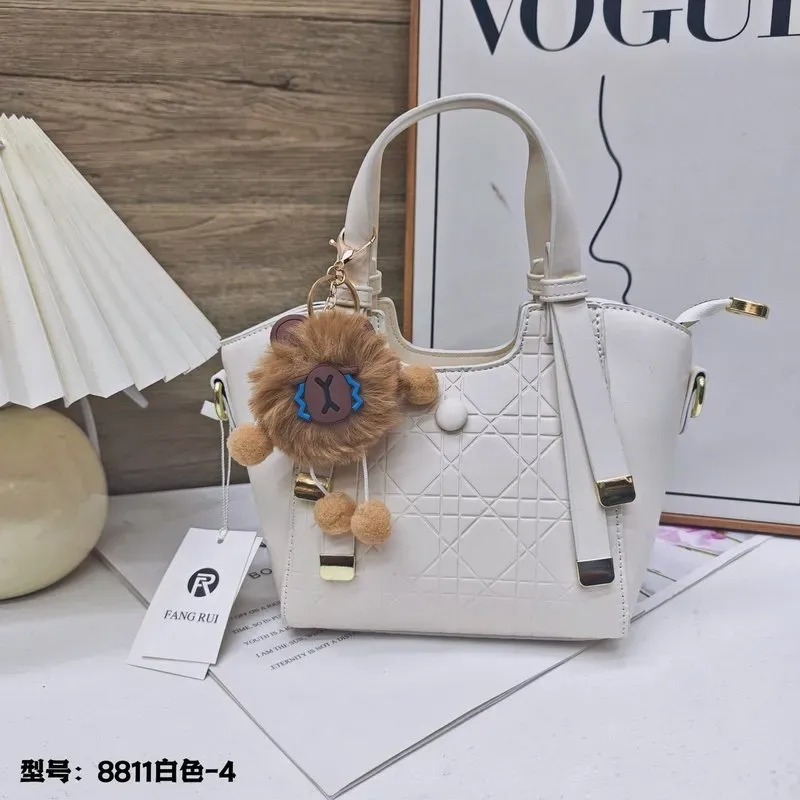 Tas Selempang Wanita Bahan PU Sintetis Polos Warna Putih Bentuk Kotak Tali Model Minimalis