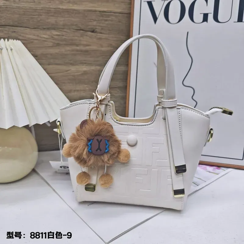 Tas Selempang Wanita Bahan PU Sintetis Polos Warna Putih Bentuk Kotak Tali Model Minimalis