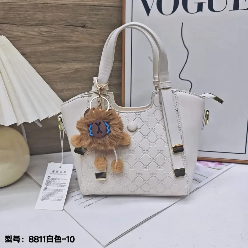 Tas Selempang Wanita Bahan PU Sintetis Polos Warna Putih Bentuk Kotak Tali Model Minimalis
