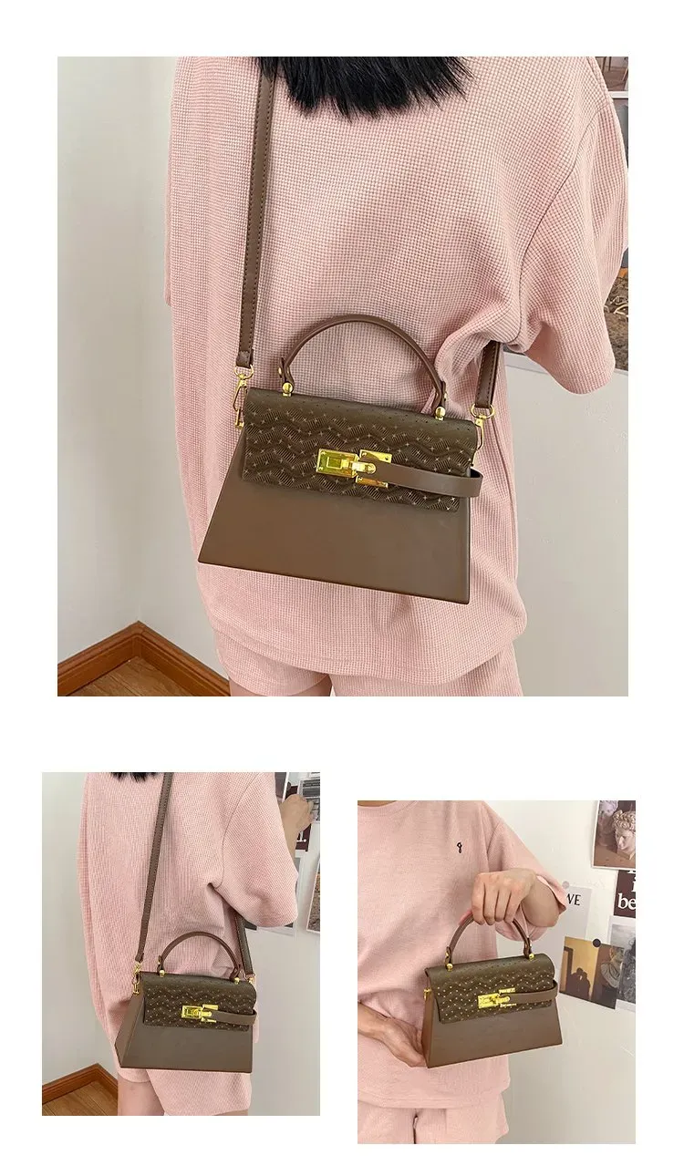 Tas Selempang Wanita Bahan PU Sintetis Motif Print Bentuk Kotak Tali Panjang Stok China