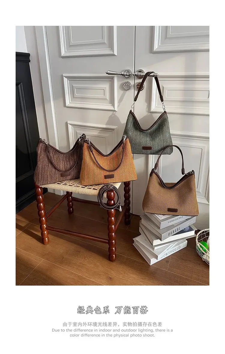 Tas Selempang Wanita Bahan PU Sintetis Motif Print Warna Kuning Model Hobo Tali Grosir Import