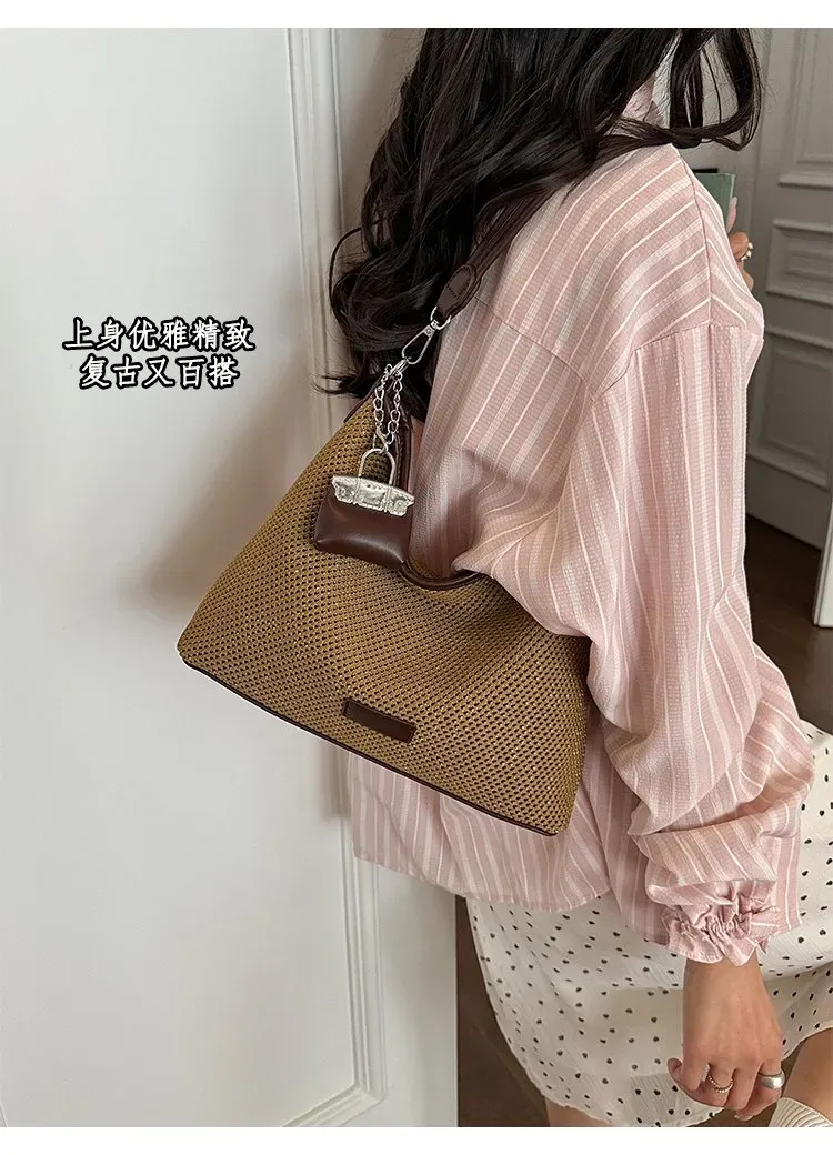 Tas Selempang Wanita Bahan PU Sintetis Motif Print Warna Kuning Model Hobo Tali Grosir Import