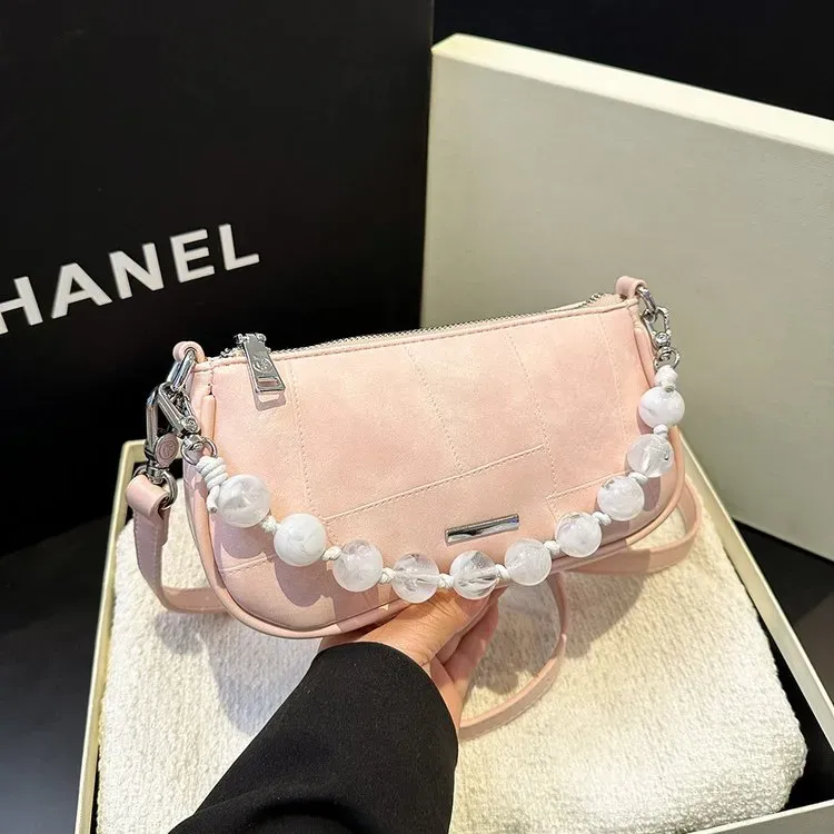 Tas Selempang Wanita Bahan PU Sintetis Polos Warna Silver Bentuk Kotak Tali Warna Pink Grosir