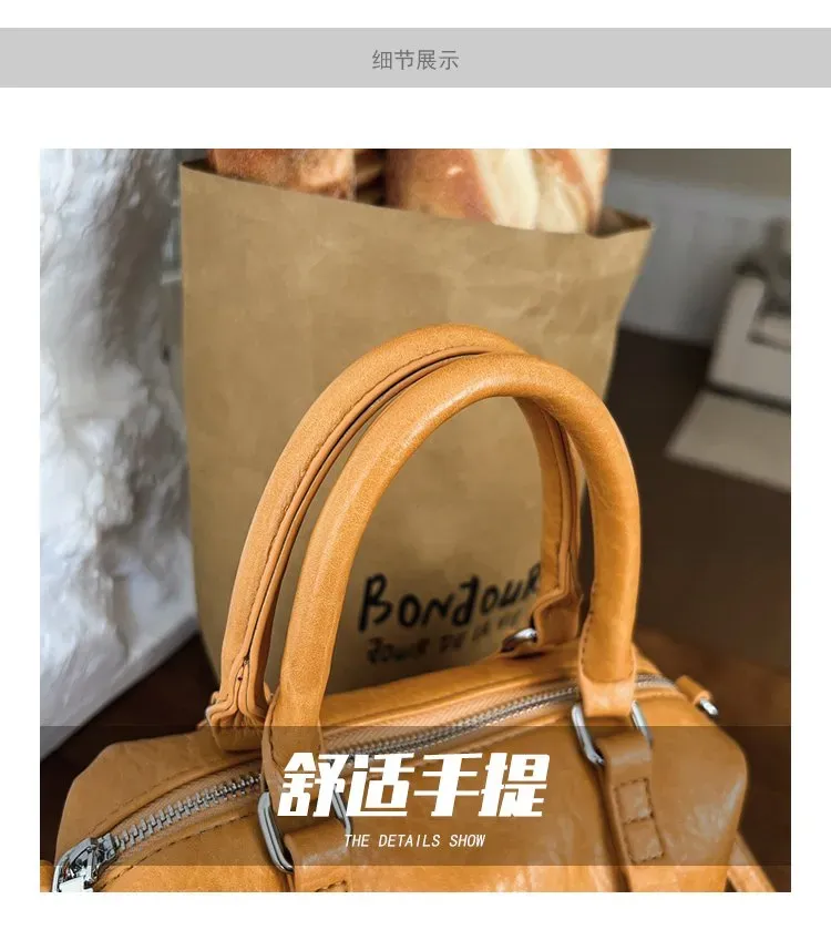 Tas Selempang Wanita Bahan PU Sintetis Polos Warna Kuning Bentuk Kotak Tali Stok China