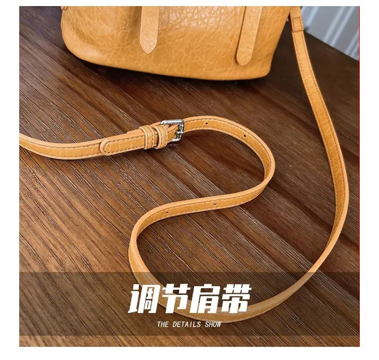 Tas Selempang Wanita Bahan PU Sintetis Polos Warna Kuning Bentuk Kotak Tali Stok China
