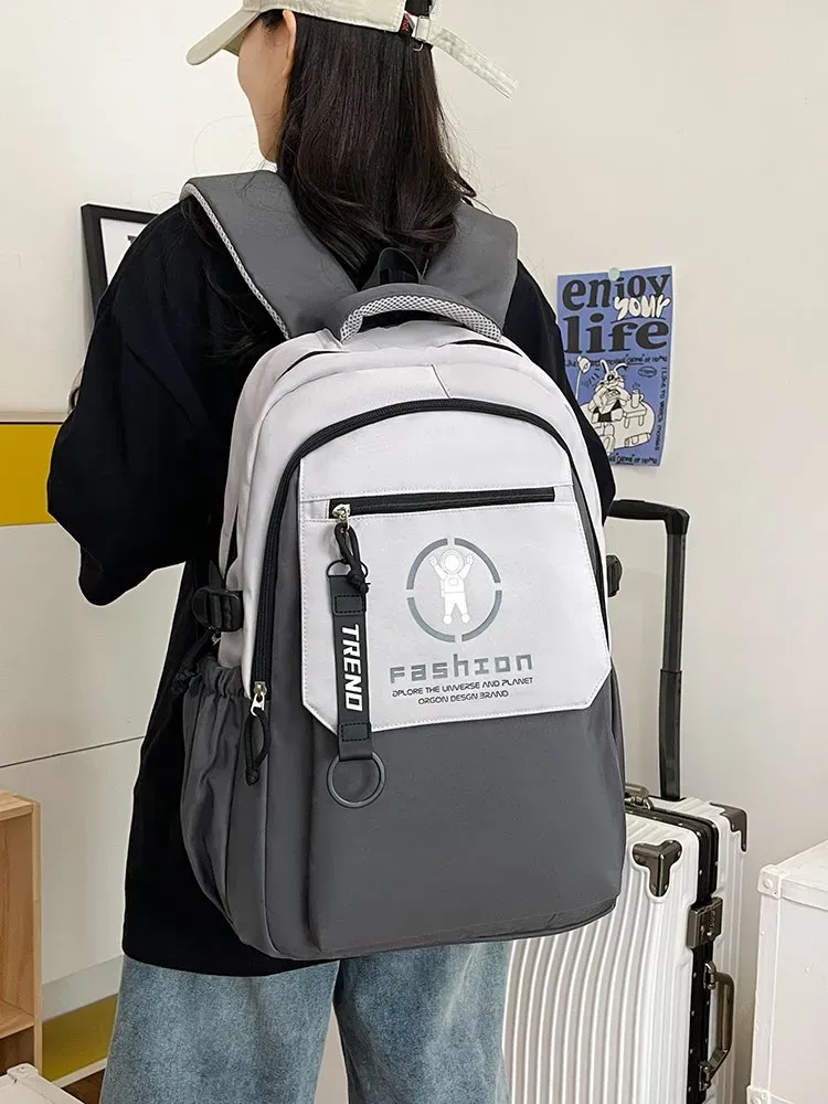 Tas Ransel Wanita Bahan Nylon Polos Warna Putih Bentuk Kotak Tali Lebar Resleting Harga Grosir