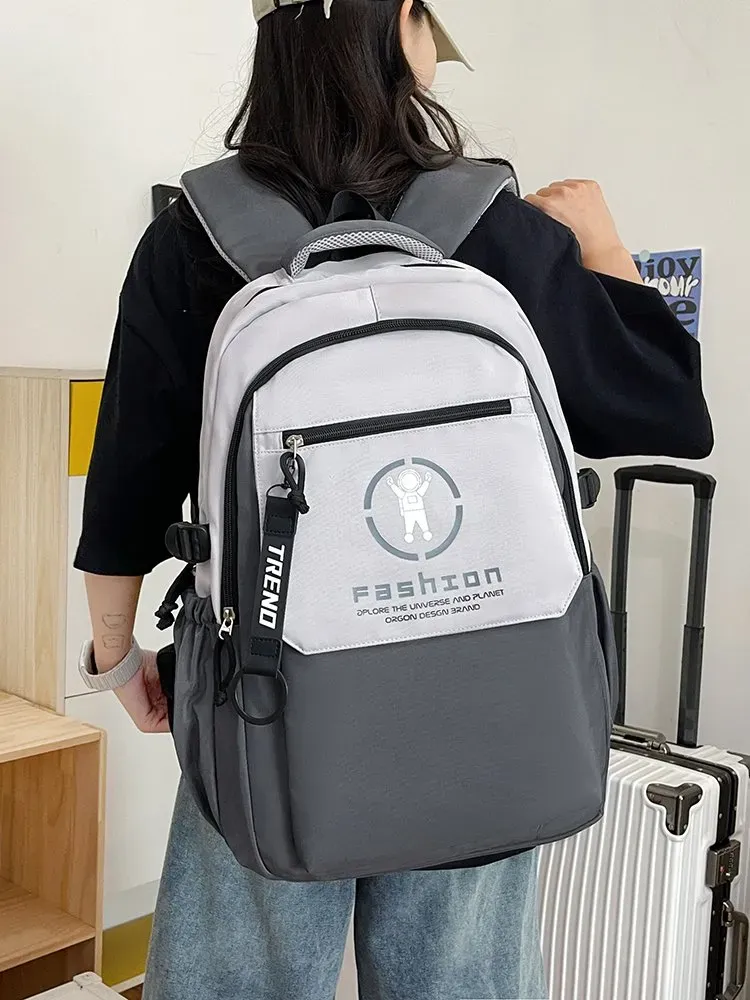 Tas Ransel Wanita Bahan Nylon Polos Warna Putih Bentuk Kotak Tali Lebar Resleting Harga Grosir