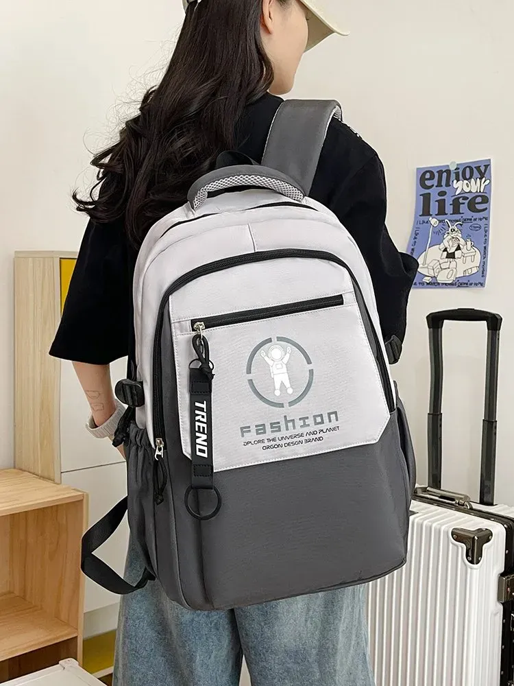 Tas Ransel Wanita Bahan Nylon Polos Warna Putih Bentuk Kotak Tali Lebar Resleting Harga Grosir