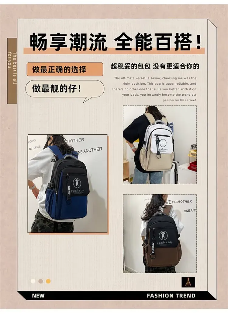 Tas Ransel Wanita Bahan Nylon Polos Warna Putih Bentuk Kotak Tali Lebar Resleting Harga Grosir