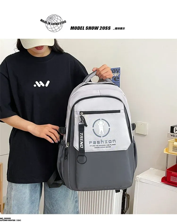 Tas Ransel Wanita Bahan Nylon Polos Warna Putih Bentuk Kotak Tali Lebar Resleting Harga Grosir