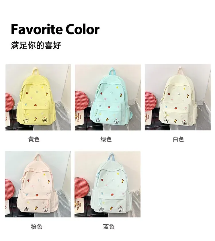 Tas Ransel Wanita Bahan Nylon Motif Print Warna Kuning Bentuk Kotak Tali Lebar Grosir Import