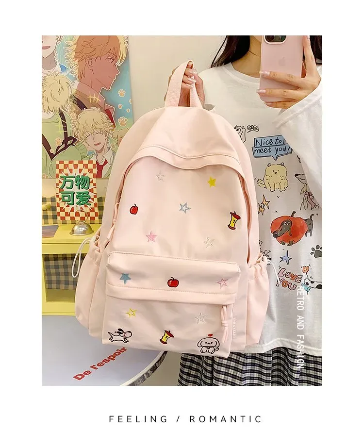 Tas Ransel Wanita Bahan Nylon Motif Print Warna Kuning Bentuk Kotak Tali Lebar Grosir Import
