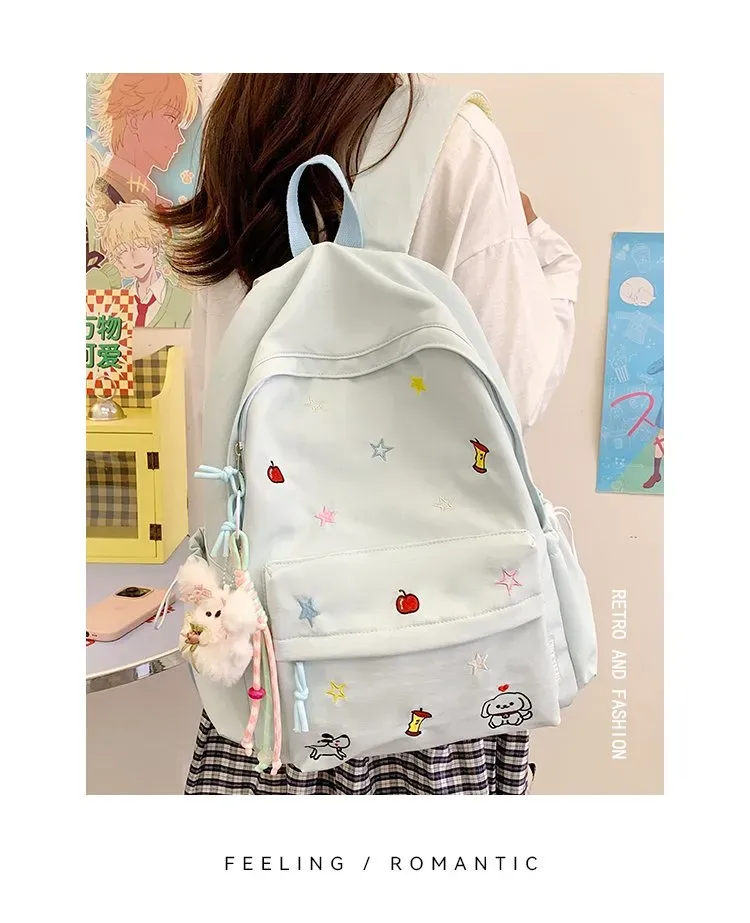 Tas Ransel Wanita Bahan Nylon Motif Print Warna Kuning Bentuk Kotak Tali Lebar Grosir Import