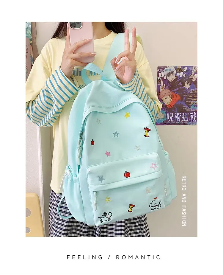 Tas Ransel Wanita Bahan Nylon Motif Print Warna Kuning Bentuk Kotak Tali Lebar Grosir Import