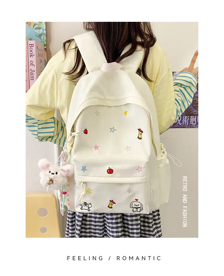 Tas Ransel Wanita Bahan Nylon Motif Print Warna Kuning Bentuk Kotak Tali Lebar Grosir Import