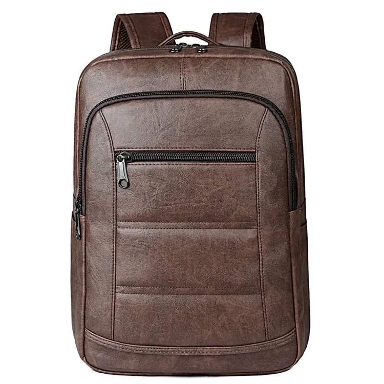 Tas Ransel Pria Bahan PU Sintetis Polos Bentuk Kotak Tali Lebar Kapasitas Besar Grosir Import