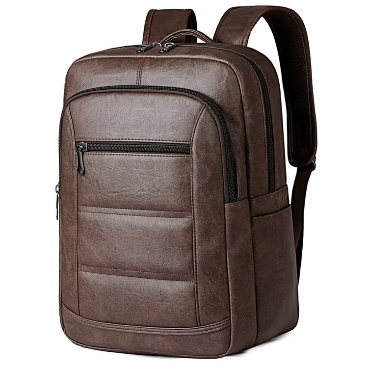 Tas Ransel Pria Bahan PU Sintetis Polos Bentuk Kotak Tali Lebar Kapasitas Besar Grosir Import