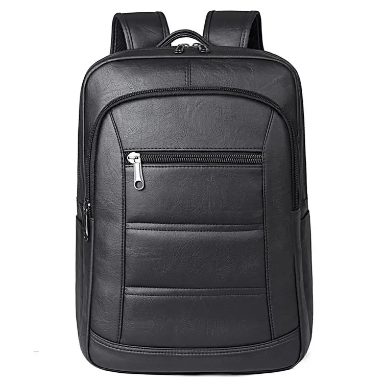 Tas Ransel Pria Bahan PU Sintetis Polos Bentuk Kotak Tali Lebar Kapasitas Besar Grosir Import