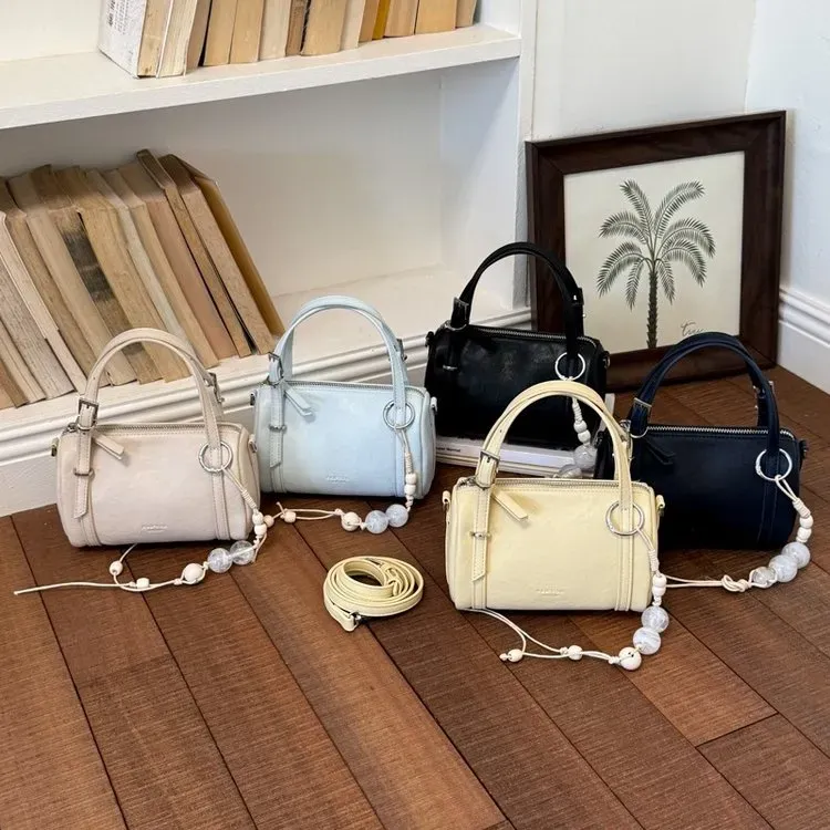 Tas Selempang Wanita Bahan PU Sintetis Polos Warna Hitam Bentuk Kotak Tali Model Import