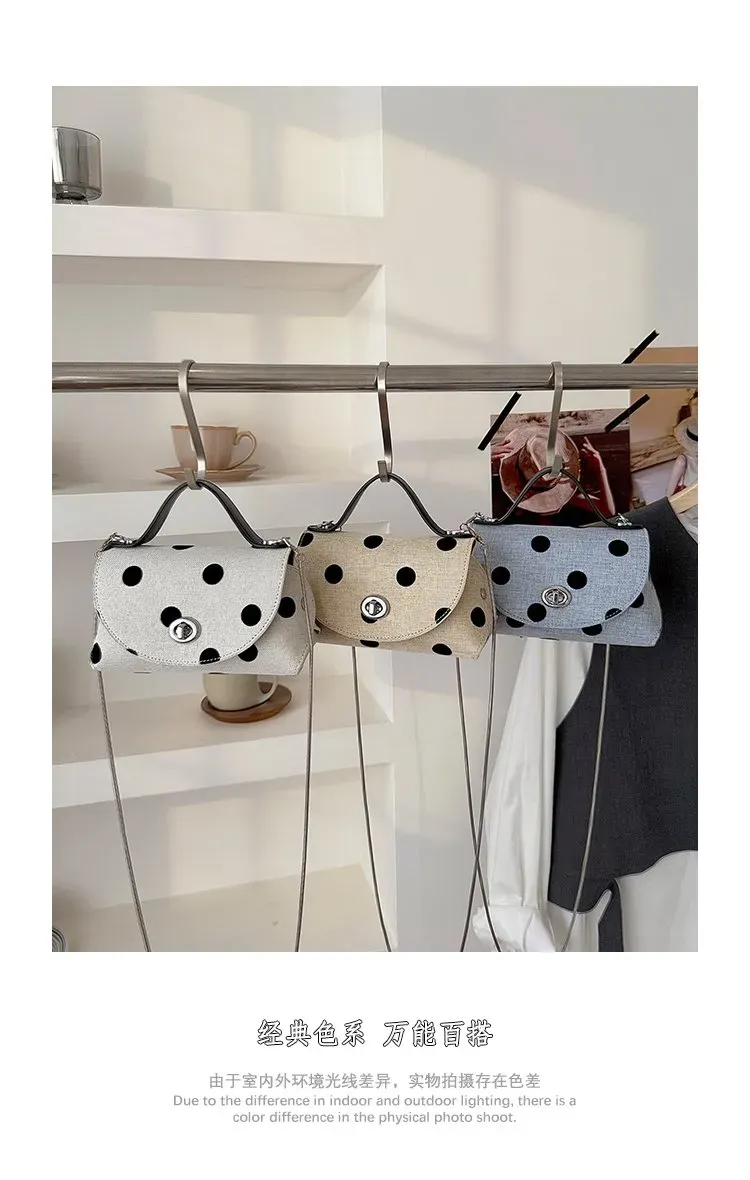 Tas Kosmetik Bahan PU Sintetis Motif Polkadot Warna Putih Bentuk Kotak Tali Grosir Import