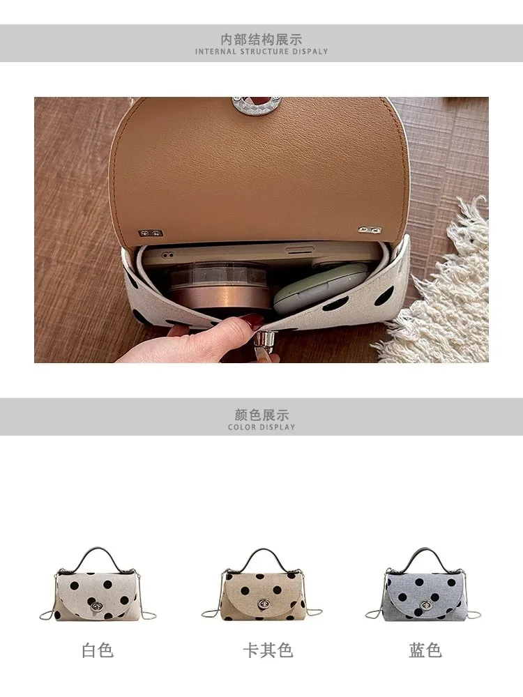 Tas Kosmetik Bahan PU Sintetis Motif Polkadot Warna Putih Bentuk Kotak Tali Grosir Import