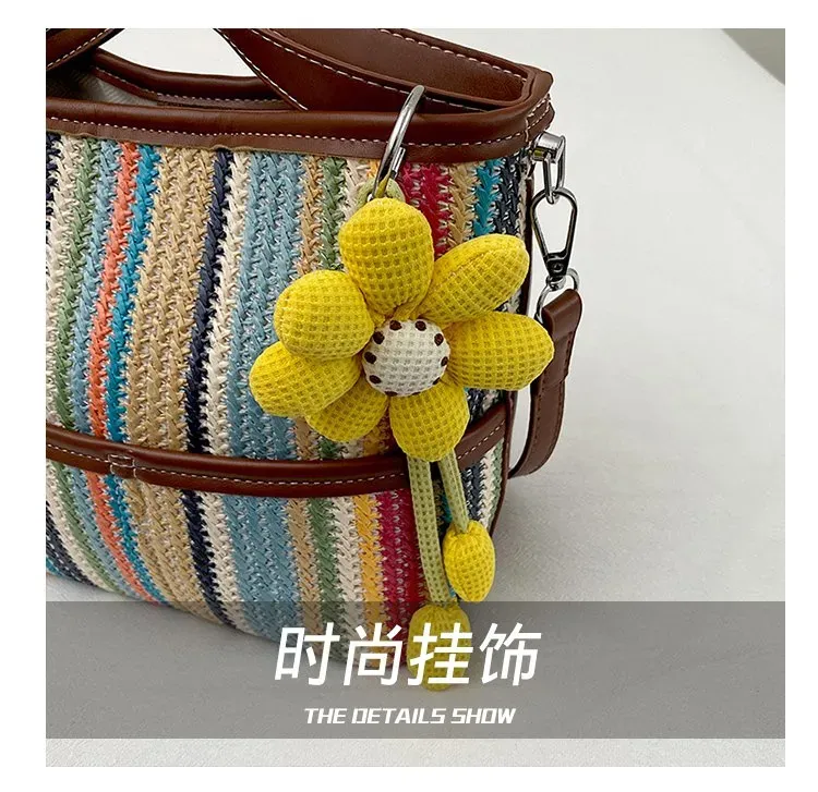 Tas Selempang Wanita Bahan PU Sintetis Motif Garis Bentuk Kotak Tali Panjang Resleting Grosir