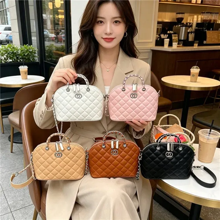 Tas Selempang Wanita Bahan PU Sintetis Model Quilted Warna Pink Bentuk Kotak Grosir Import