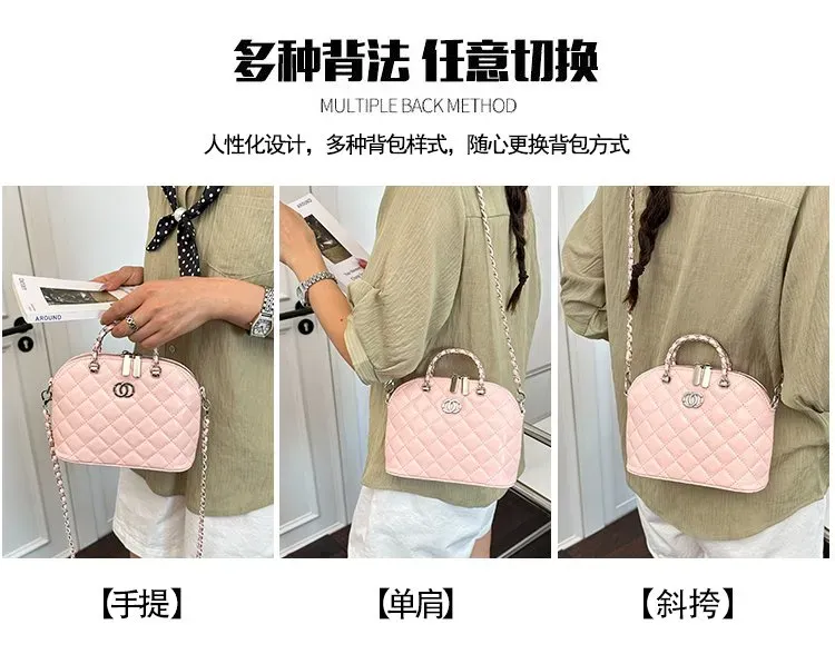 Tas Selempang Wanita Bahan PU Sintetis Model Quilted Warna Pink Bentuk Kotak Grosir Import
