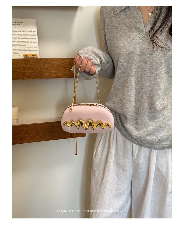 Tas Selempang Wanita Bahan PU Sintetis Polos Warna Hitam Bentuk Bulat Tali Resleting Grosir