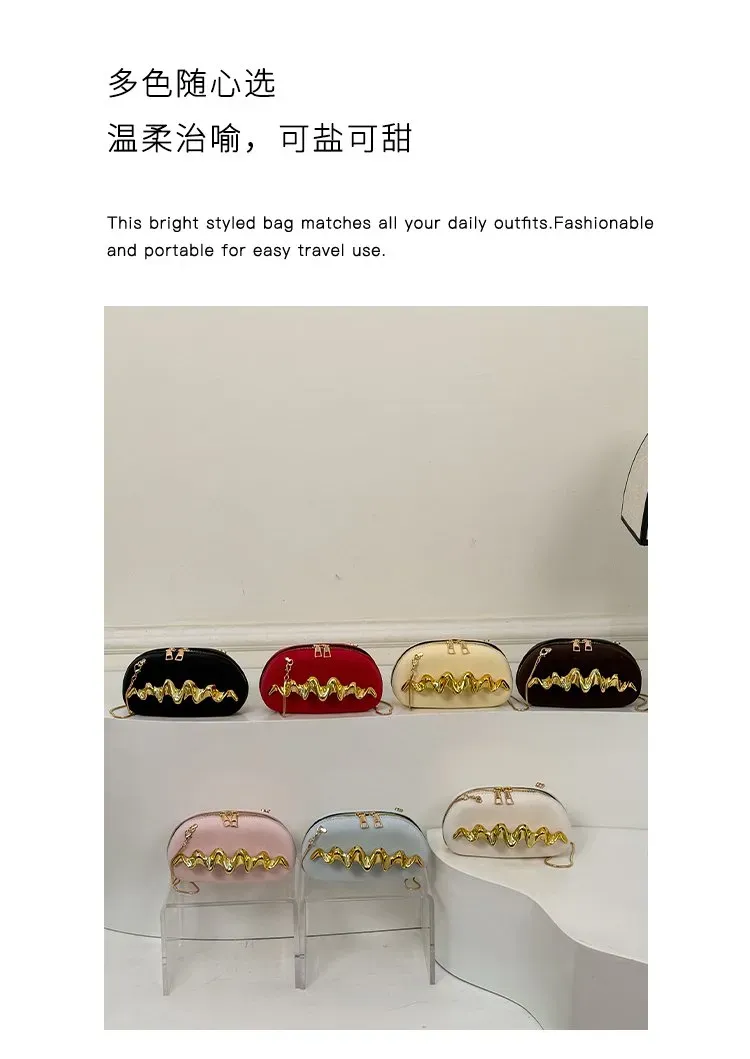 Tas Selempang Wanita Bahan PU Sintetis Polos Warna Hitam Bentuk Bulat Tali Resleting Grosir