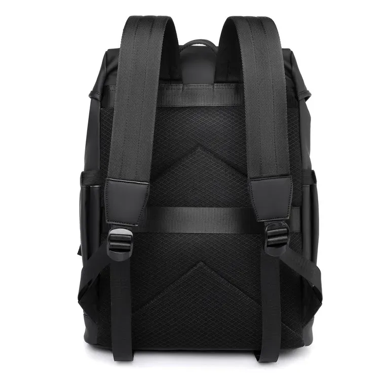 Tas Ransel Pria Bahan Nylon Polos Warna Abu-Abu Bentuk Kotak Tali Lebar untuk Reseller