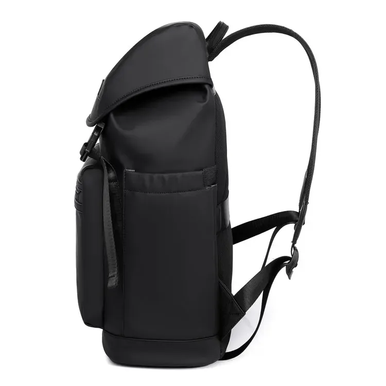 Tas Ransel Pria Bahan Nylon Polos Warna Abu-Abu Bentuk Kotak Tali Lebar untuk Reseller