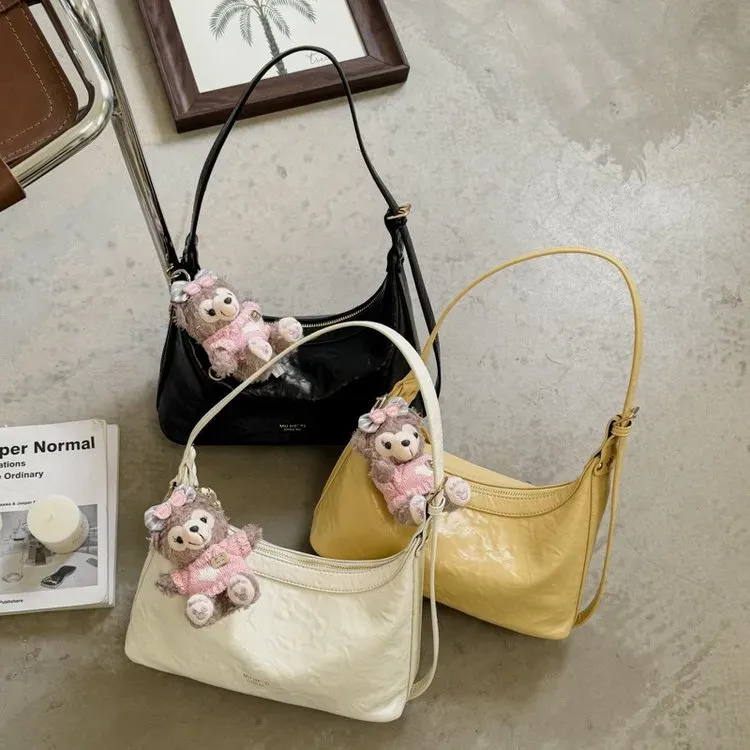 Tas Selempang Wanita Bahan PU Sintetis Motif Polkadot Warna Hitam Bentuk Bulat Grosir Import