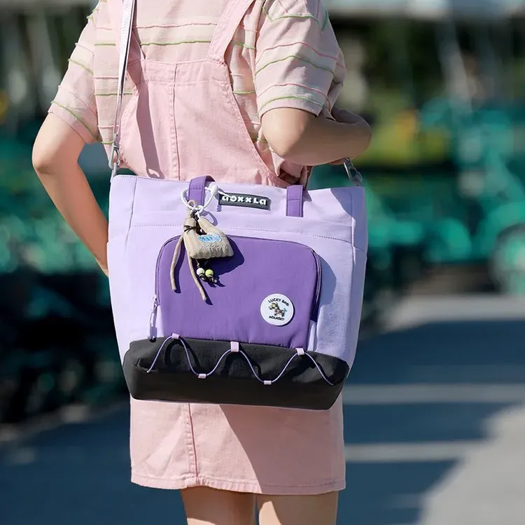 Tas Selempang Wanita Bahan PU Sintetis Polos Warna Biru Bentuk Kotak Tali Lebar untuk Reseller