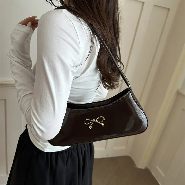 Tas Selempang Wanita Bahan PU Sintetis Polos Warna Merah Bentuk Kotak Tali Lebar untuk Toko