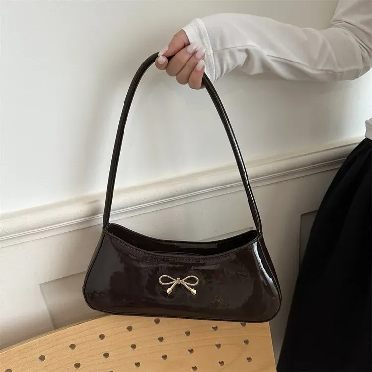 Tas Selempang Wanita Bahan PU Sintetis Polos Warna Merah Bentuk Kotak Tali Lebar untuk Toko
