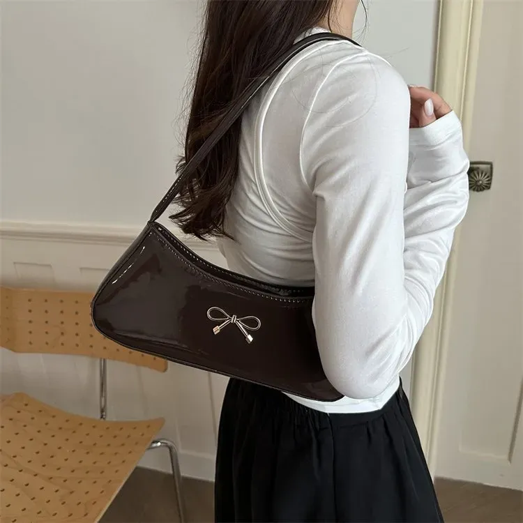Tas Selempang Wanita Bahan PU Sintetis Polos Warna Merah Bentuk Kotak Tali Lebar untuk Toko