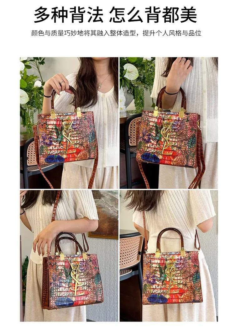 Tas Selempang Wanita Bahan PU Sintetis Motif Floral Bentuk Kotak Tali Panjang Koleksi Reseller