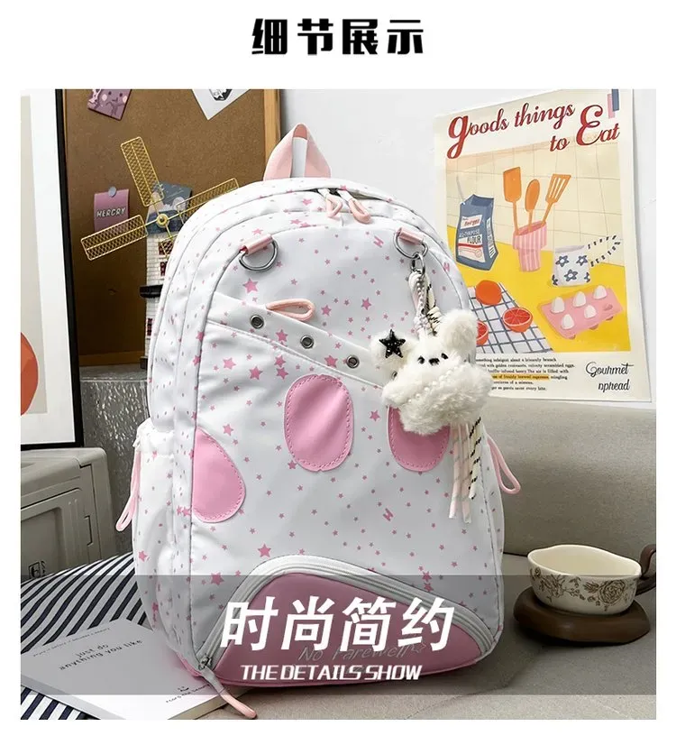 Tas Selempang Anak Bahan Nylon Motif Print Warna Putih Bentuk Kotak Tali Lebar Grosir Import