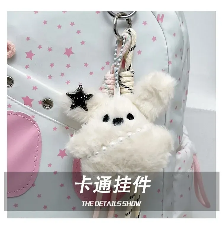 Tas Selempang Anak Bahan Nylon Motif Print Warna Putih Bentuk Kotak Tali Lebar Grosir Import