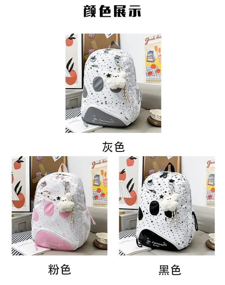 Tas Selempang Anak Bahan Nylon Motif Print Warna Putih Bentuk Kotak Tali Lebar Grosir Import