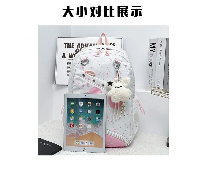 Tas Selempang Anak Bahan Nylon Motif Print Warna Putih Bentuk Kotak Tali Lebar Grosir Import