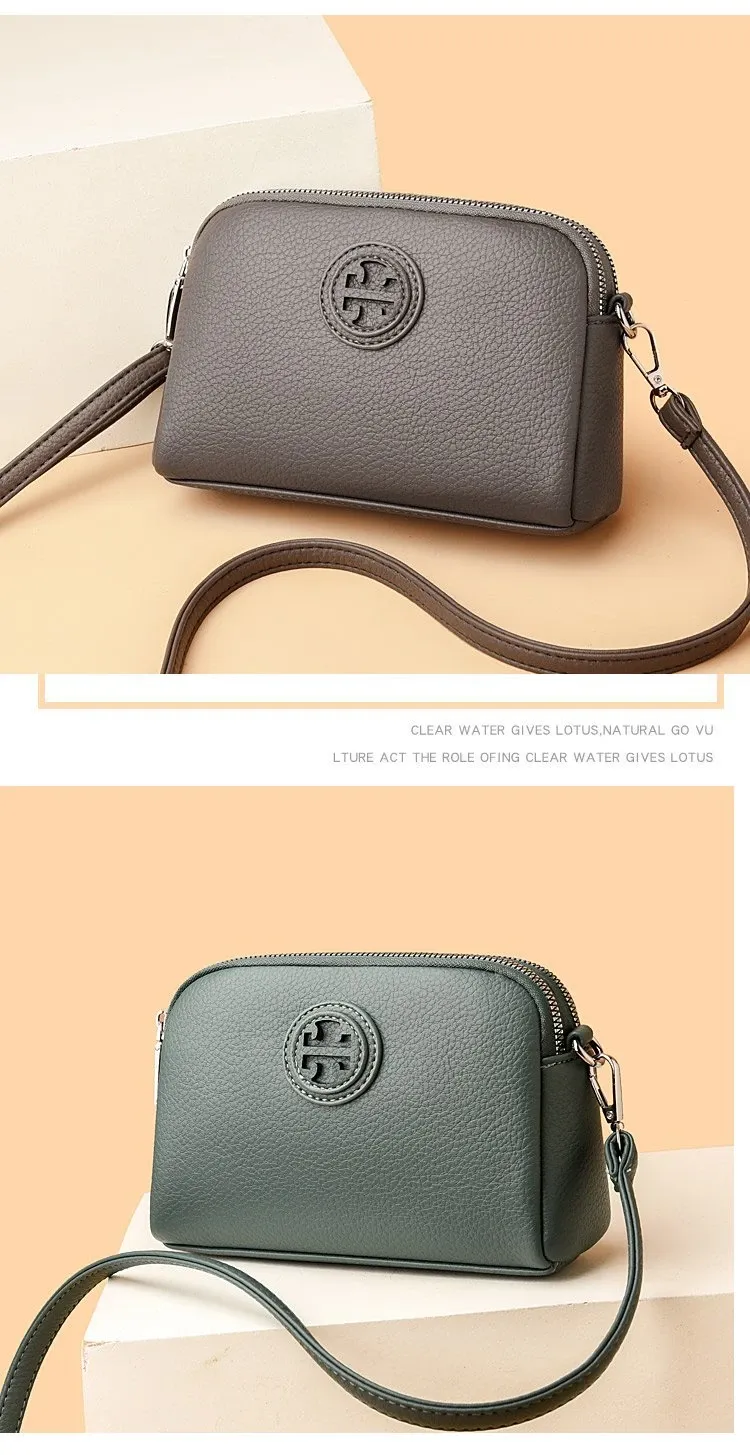 Tas Selempang Wanita Bahan PU Sintetis Polos Bentuk Kotak Tali Lebar Resleting Model Import