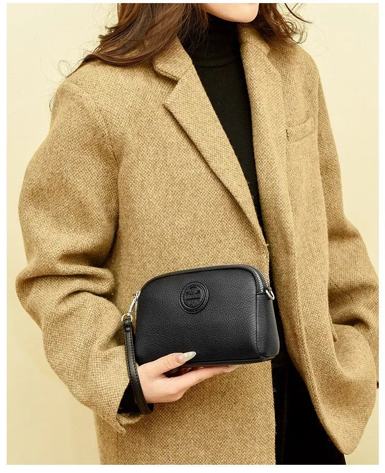 Tas Selempang Wanita Bahan PU Sintetis Polos Bentuk Kotak Tali Lebar Resleting Model Import