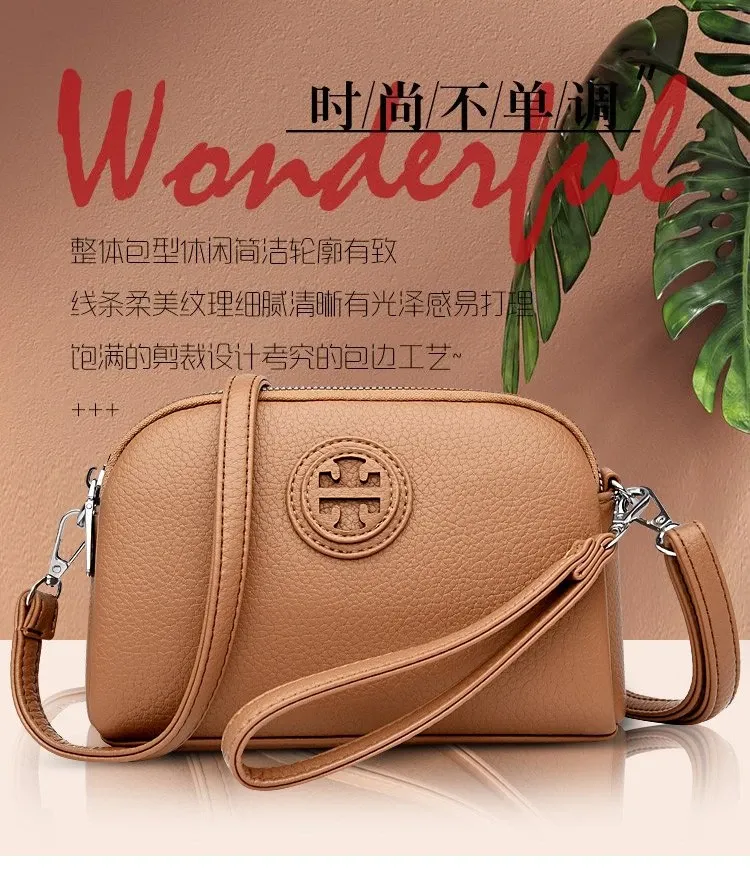Tas Selempang Wanita Bahan PU Sintetis Polos Bentuk Kotak Tali Lebar Resleting Model Import
