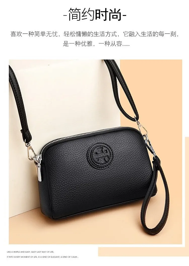 Tas Selempang Wanita Bahan PU Sintetis Polos Bentuk Kotak Tali Lebar Resleting Model Import